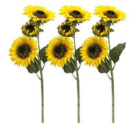 Aisamco 3 pcs Artificielles Tournesols 3 Tiges Tournesol en Soie Fleurs Artificielles Soie Fleurs Arrangement pour Home Hôtel Bureau fête de Mariage Jardin Craft Art Décoration