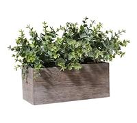 Aisamco Feuilles d'eucalyptus artificielles dans Une boîte en Bois Fausses Branches d'eucalyptus Plantes en Pot Gris Vert Verdure Artificielle pour décoration Florale de fête de Mariage