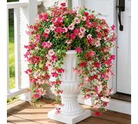 Aisamco Fleurs suspendues artificielles pour l’extérieur, 4 pcs Fausse décoration de Plantes suspendues, Fleur en Fausse Soie résistante aux UV pour jardinière extérieure Cour Porche Patio Balcon