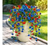 Aisamco Fleurs suspendues artificielles pour l’extérieur, 4 pcs Fausse décoration de Plantes suspendues, Fleur en Fausse Soie résistante aux UV pour jardinière extérieure Cour Porche Patio Balcon