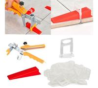 Aisamco Système de nivellement de carrelage 1 mm avec pince à carrelage, 300 entretoises de niveau de carrelage et 100 cales avec pince, pour l'installation de carrelage et de pierre