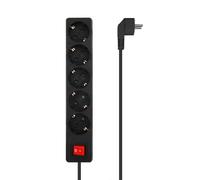 Aisens Base Multiple 5 Prises avec Interrupteur avec Câble 3×1.5mm2 - 1.4m - Couleur Noir