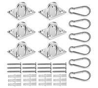 AISHOW 12 Pièces Platine Oeil INOX M5 Mousqueton Platine Ancrage INOX 304 Crochet Oeillet INOX Plaque à œillet Crochets de Plafond Support Mural avec Vis
