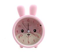 Aisi Enfants Mignon Animal Chien/Chat Réveil Silencieux Sans Tic-Tac Quartz Bureau Chevet Réveil pour Enfants (B-Lapin Rose)