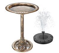 AISITIN Bain d'oiseaux en Polyrésine avec Fontaine Solaire 2,5 W | Léger pour Jardin Terrasse Étang Utilisation Extérieure Décoration de Jardin