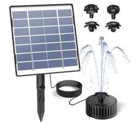 AISITIN Fontaine à Eau Solaire avec Panneau en Verre 4 Buses | Pompe Solaire pour Bain d'Oiseaux Jardin Aquarium et Fontaine Extérieure