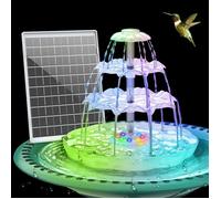 AISITIN Fontaine à faire soi-même, avec batterie et LED, pour l'extérieur, bain d'oiseaux et fontaine solaire DIY amovible