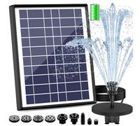 AISITIN Fontaine Solaire 6,5 W pour Bassin, Pompe Flottante | Batterie 1500 mAh intégrée, débit 400 L/h, jusqu'à 75 cm de hauteur d'eau, pour jardin et bain d'oiseaux