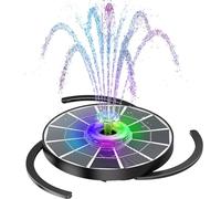 AISITIN Fontaine Solaire à LED 4 W pour l'extérieur, avec télécommande, Pompe Solaire Flottante avec 4 Effets de pulvérisation, avec Batterie et facturation, Fontaine Solaire pour Jardin, étang, Bain