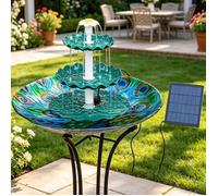 AISITIN Fontaine solaire exterieur 3,5W - 3 Niveaux Bain d’Oiseaux + Mangeoire - Panneau Amovible - DIY Jardin - Sans Batterie