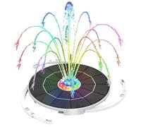 AISITIN Fontaine Solaire Flottante LED 5,5 W | 3000 mAh jets réglables avec plusieurs buses, éclairage coloré supports stabilisateurs, pour bassin étang et bain d'oiseaux