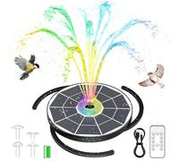 AISITIN Fontaine Solaire LED 6,5 W avec Télécommande | Pompe Flottante avec Batterie 4 Effets de Pulvérisation pour Jardin Bain d'Oiseaux et Bassin