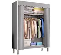 AISNXOQI Grande penderie Portable en Tissu - Dressing, étendoir à vêtements, Cadre en Acier, Armoire assemblée, Cintre Pliable, système d'organisation des vêtements avec Rails de Suspension pour Un