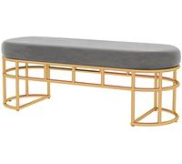 AISNXOQI Repose-Pieds de Banc rembourré, décor en Simili Cuir, Banc rectangulaire, Pieds en Acier Inoxydable doré, pour Salon, entrée ou Chambre à Coucher
