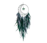 Aisuoka Attrape-Rêves en Plumes, Attrape-Rêves avec Pendentif Étoile, Attrape-Rêves pour Chambre à Coucher, à Suspendre au Mur, Cadeaux Artisanaux, Vert