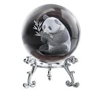 Aisuoka Figurine Boule Décorative en Cristal Étoilé Gravé au 3D, Sphère de Verre de 60mm, Presse-Papier avec Support, Décoration Artistique, Artisanat E
