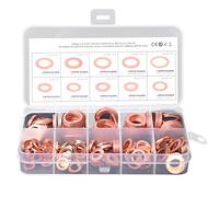 Aisuoka Kit D'Assortiment de 200 Rondelles Métriques en Cuivre pour Joints Toriques Rondelles en Cuivre pour Joints Toriques 9 Tailles M5 M6 M8 M10 M14