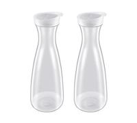 Aisuoka Lot de 2 Carafes à Eau en Plastique de 1,6 L avec Couvercles Blancs à Rabat - Pichets Incassables Recyclables et de Qualité Alimentaire - Pot à Jus
