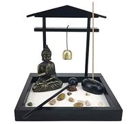 Aisuoka Statue de MéDitant de Jardin de Sable de Bureau, Mini Kit de Plateau de Sable de Jardin pour la DéCoration de Bureau à Domicile