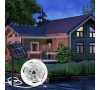 Aitesuo Solaire Ruban LED Exterieur 5m, Blanc Froid 6000K Bande LED Exterieure Autocollante avec Télécommande, 320 LEDs, Dimmable, 8 Mode, IP65 Étanche, Découpable Lumineuse pour Jardin, Terrasse