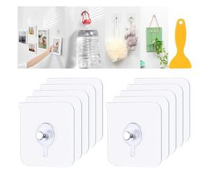 Aiuuee 10 Pcs Accroche Tableau Sans Percer, Crochet Adhesif Mural Tableau Accroche Cadre Sans Trou, Crochet Mural Transparent Étanche Imperméables Fixation Murale Sans Percer