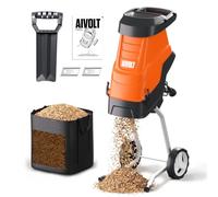 AIVOLT Broyeur à bois électrique 21:1, broyeur de broyeur de 15 A | Diamètre de coupe de 4,6 cm, sac de collecte de 50 L, anti-soufflage, broyeur efficace pour déchets de jardin et déchets de