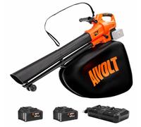 AIVOLT Souffleur de Feuilles sans Fil 3 en 1 avec 2 x 20V 4.0Ah Batterie | Aspirateur Broyeur de Feuilles Mortes, Bandoulière, Sac de 40L et 2 Chargeurs pour Jardin Extérieur