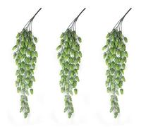 Lot de 3 vrilles de houblon artificielles, houblon artificiel vert, décoration suspendue, pour l'intérieur et l'extérieur, décoration végétale