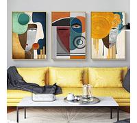 AIVYNA Figure Moderne Abstraite GéOméTrique Toile tableau Peinture Art Contemporain Affiche Visages Murale Art Tableaux Salon Decoration à La Maison Sans Cadre