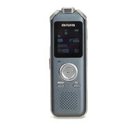 Dictaphone numérique AIWA DVR-M700 en métal avec trois microphones stéréo et une mémoire intégrée de 16 Go. Couleur argent
