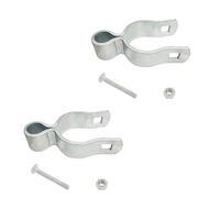 Aiwaiufu Lot de 2 charnières de poteau de clôture à maillons de chaîne pour poteau/tuyau de 3,5 cm de diamètre extérieur, charnière femelle en acier galvanisé pressé - Écrou boulon inclus