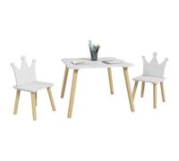 AIYAPLAY 3-Piece Children's Table and Chairs Table pour enfants avec 2 chaises avec dossier en forme de couronne pour enfants de 3 à 6 ans pour salle de jeux, chambre à coucher, chambre d'enfant,