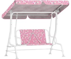 AIYAPLAY Balançoire Hollywood pour enfants, balançoire 2 places pour enfants, balançoire de jardin avec pare-soleil réglable, ceinture de sécurité, banc de balançoire pour jardin ou terrasse, pour enf