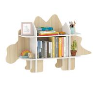 AIYAPLAY Bibliothèque Enfant Design Dinosaure 72,2H cm Bois Naturel | Meuble de Rangement pour Jouets et Livres, 6 Compartiments, Chambre ou Salle de Jeux