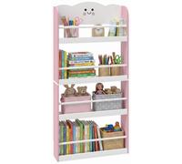 AIYAPLAY : Bibliothèque Montessori pour enfants de 3 à 6 ans, sur le thème de la barbe à papa, avec 4 étagères en bois, idéale pour une chambre d'enfant, de couleur rose