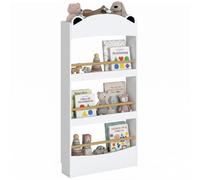 AIYAPLAY Bibliothèque Murale Enfant 3-8 Ans à 4 Niveaux Blanc | Étagère à Livre Enfant, Meuble de Rangement pour Salle de Jeux, Salon et Coin Lecture