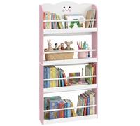Bibliothèque murale pour enfants - AIYAPLAY - 4 niveaux de rangement - thème barbe à papa - bois - 60x12x108cm - rose
