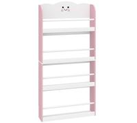 AIYAPLAY Bibliothèque murale pour enfant, rangement livre enfant 4 niveaux en thème barbe à papa, 60x12x108cm, rose
