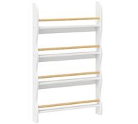 AIYAPLAY Bibliothèque murale pour enfant, rangement livre enfant 4 niveaux, fixer au mur, 60 x 10 x 98 cm, blanc