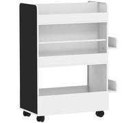 AIYAPLAY Bibliothèque pour enfant modulable, avec roulettes, rangement livres, étagères pour 3 à 8 ans en bois, MDF noir, blanc Aosom France