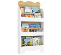 AIYAPLAY Bibliothèque pour Enfant, Rangement Livre Enfant 3 Niveaux, Meuble de Rangement en Forme d'ours, étagère Chambre pour Salle de Jeux, Bois Naturel