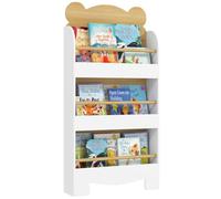 AIYAPLAY Bibliothèque pour Enfant, Rangement Livre Enfant 3 Niveaux Naturel | Meuble de Rangement en Forme d'Ours, Étagère Chambre, pour Salle de Jeux