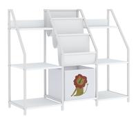 AIYAPLAY Bibliothèque pour Enfants à 3 Niveaux, Étagère à Livres pour Enfants avec Tiroir en Tissu, 93 x 30 x 76 cm, Blanc