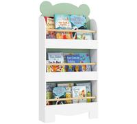 AIYAPLAY, bibliothèque pour enfants avec 3 étagères en forme d'ours, dotée de barrières frontales, dimensions : 55 x 15 x 110 cm, couleur : vert