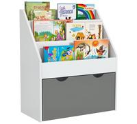 AIYAPLAY, bibliothèque pour enfants de 3 à 8 ans, avec 3 étagères et un tiroir inférieur, en MDF, dimensions : 62,5 x 30 x 70 cm, couleur : gris