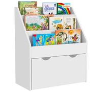 AIYAPLAY, bibliothèque pour enfants de 3 à 8 ans, avec 3 étagères et un tiroir inférieur, en MDF, dimensions : 62,5 x 30 x 70 cm, couleur : blanc