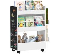 AIYAPLAY : Bibliothèque pour enfants de 3 à 8 ans, double face, étagère de rangement pour jouets avec roulettes et tableau noir, blanc