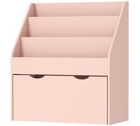 AIYAPLAY Bibliothèque pour enfants Multi-Rangement avec 3 niveaux d'étagères et un tiroir, 62,5L x 30l x 70H cm, rose