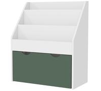 AIYAPLAY Bibliothèque pour enfants Multi-Rangement avec 3 niveaux d'étagères et un tiroir, 62,5L x 30l x 70H cm, vert