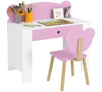 AIYAPLAY Bureau Enfant avec Plateau et tiroir Rose | Bureau et chaise enfant design ours, bureau étudiant, pour garçons et filles